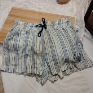 Disney Stitch Blue/White Striped Shorts Women's Medium 🆕